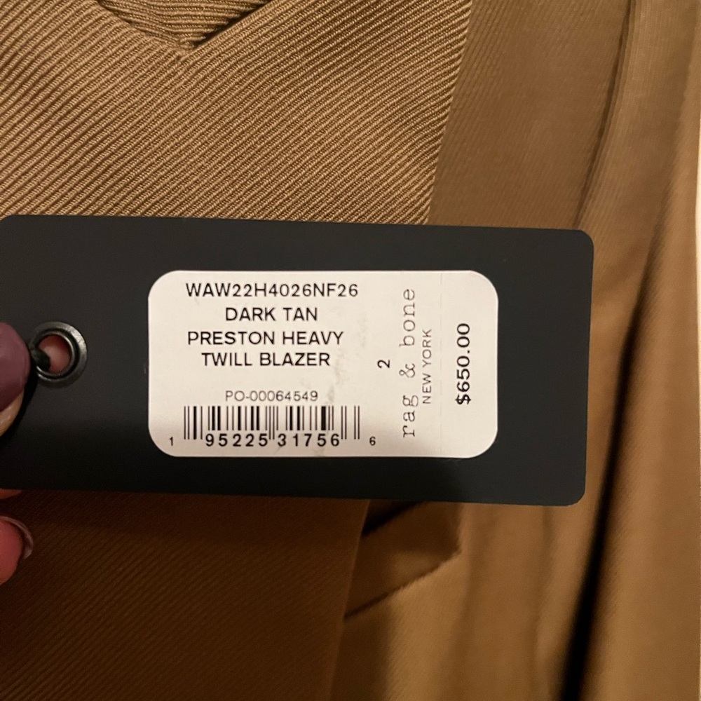 Rag & Bone Preston Blazer in Dark Tan Sz 2 NWT - Picture 6 of 7
